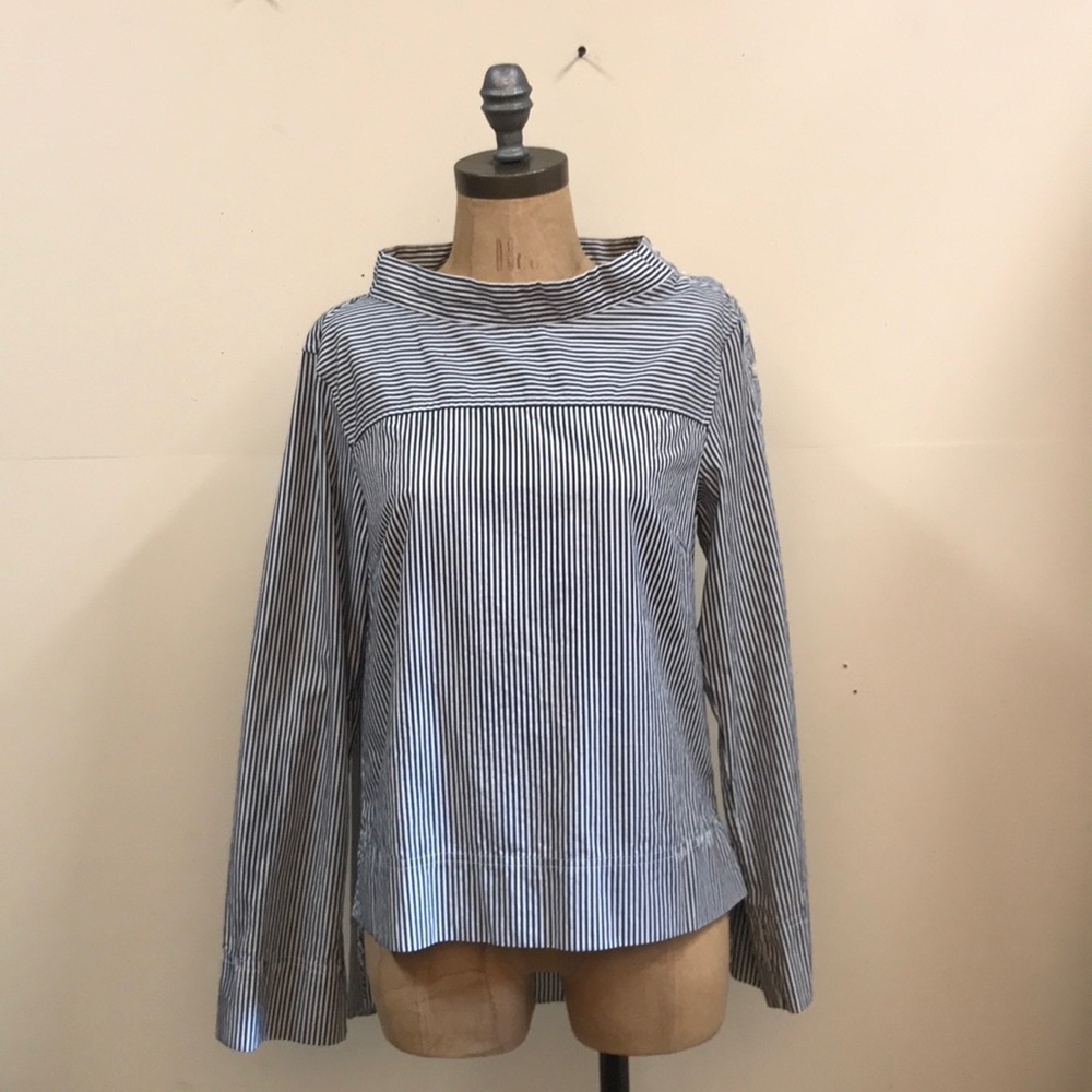 J Crew Funnel Neck Striped shirt